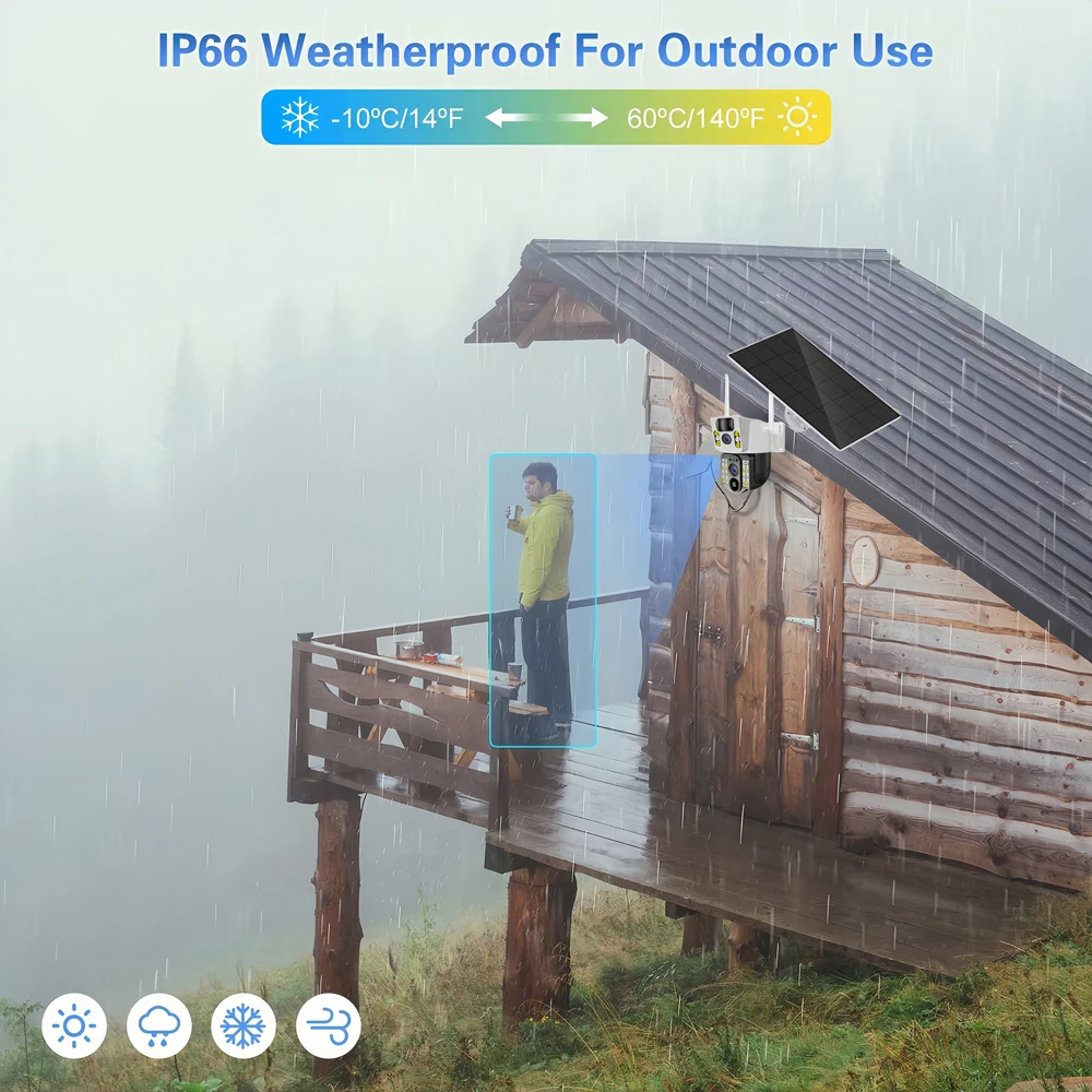 8MP HD Solar Camera WIFI Smart Home Security Protection Home 360 Monitor 4K 4G SIM Card Outdoor with Battery V380 Pro 4G Network image 4