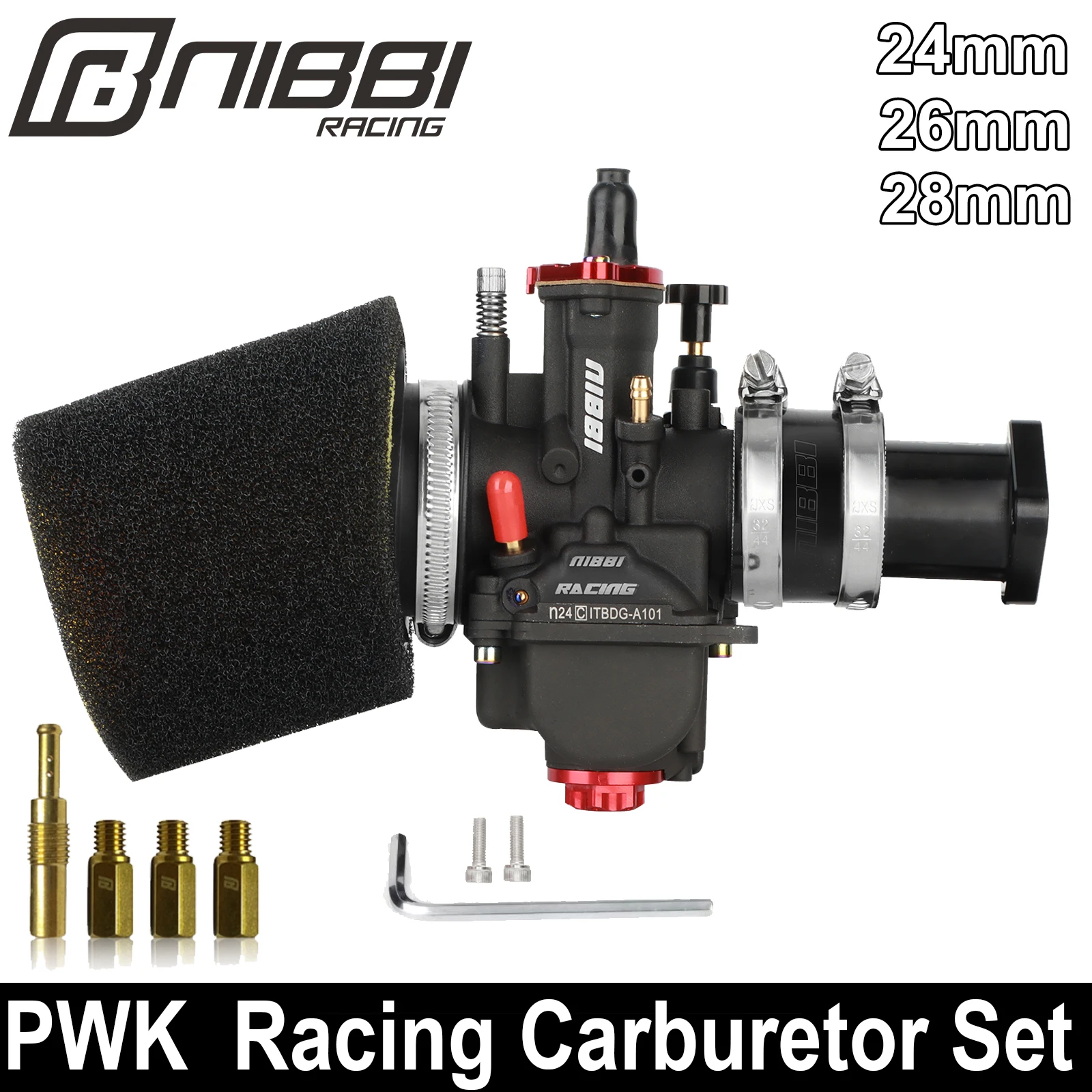 NIBBI PWK 24/26/28mm Carburetor Air Filter Kit  For Predator 212cc CNC Manifold Yamaha 196cc Honda GX200 Engine Coleman MiniBike