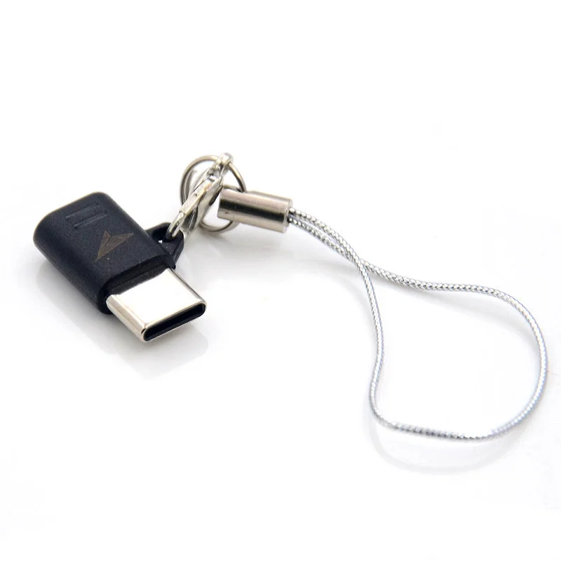 Micro USB Female to Type C Male OTG Adapter With Anti-lost Lanyard Portable Converter White Black Gold，Micro USB 0.3m Cable