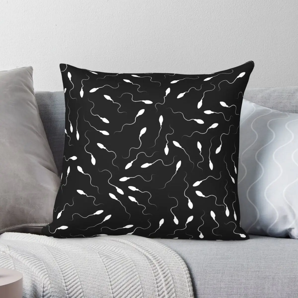 White Sperm In A Black Sea Square Pillowcase Polyester Linen Velvet Pattern Zip Decor Pillow Case Room Cushion Cover 45x45