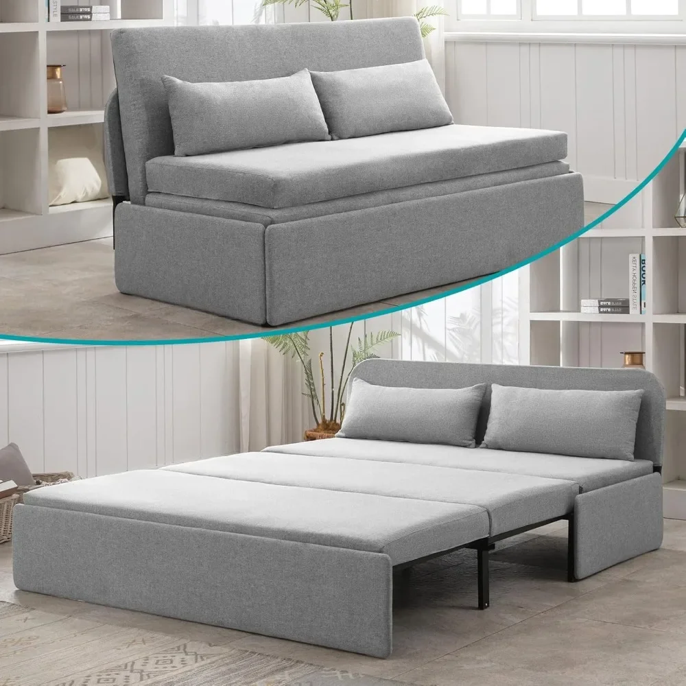 Convertible Sofa Bed Couch Folding Sleeper, Futon Sofabeds for Living Room/Apartment/Loft, 2 Pilliows & Matress, Hotel Sofas