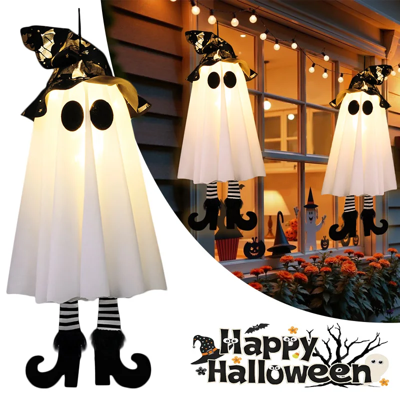 

Halloween Glowing Ghost for Halloween Party Home Garden Yard Decoration LED Light Up Hanging Ornament Haunted House Horror Props