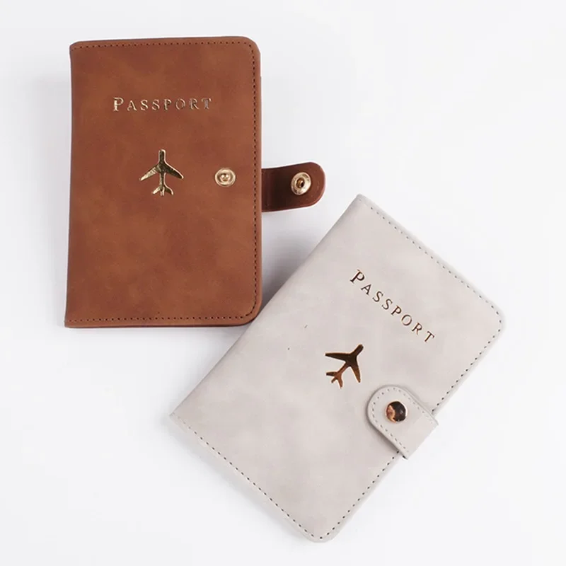 PU Magnetic Buckle RFID Travel Passport Cover Passport Protection Case Flight Ticket Clip Passport Holder Id Card Holder Unisex