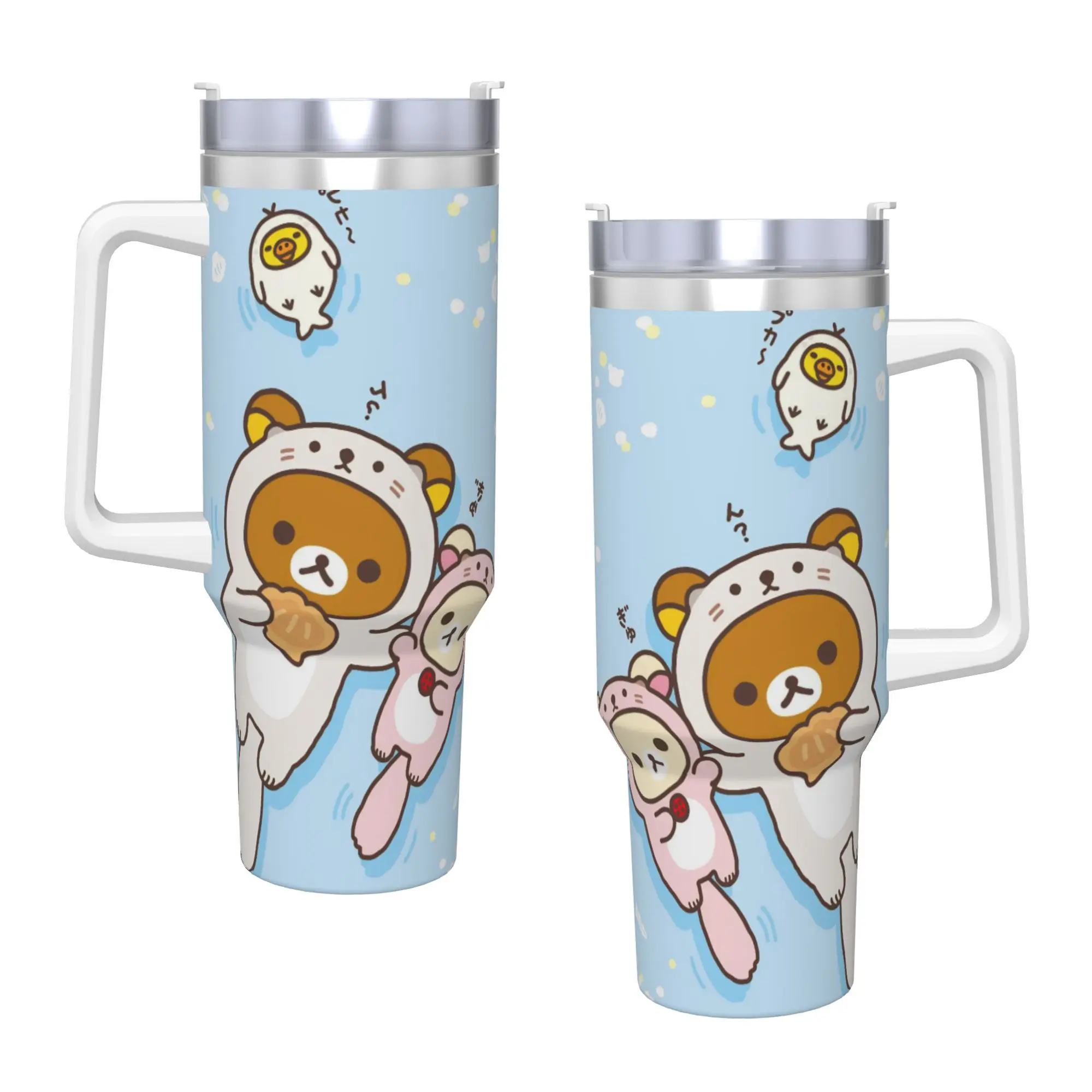 Stainless Steel Tumbler Rilakkuma Korilakkumas  Thermal Cups  Keep Heat Hot Drinks Car Mugs Travelist Graphic Water Bottle