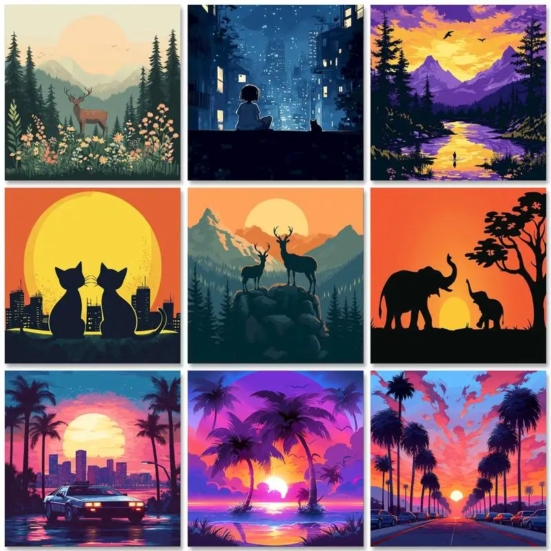 

GATYZTORY 20x20cm Painting By Numbers Kit Scenery Acrylic Paint By Numbers Hand Painted Paintings Art Gift Children Room Decor