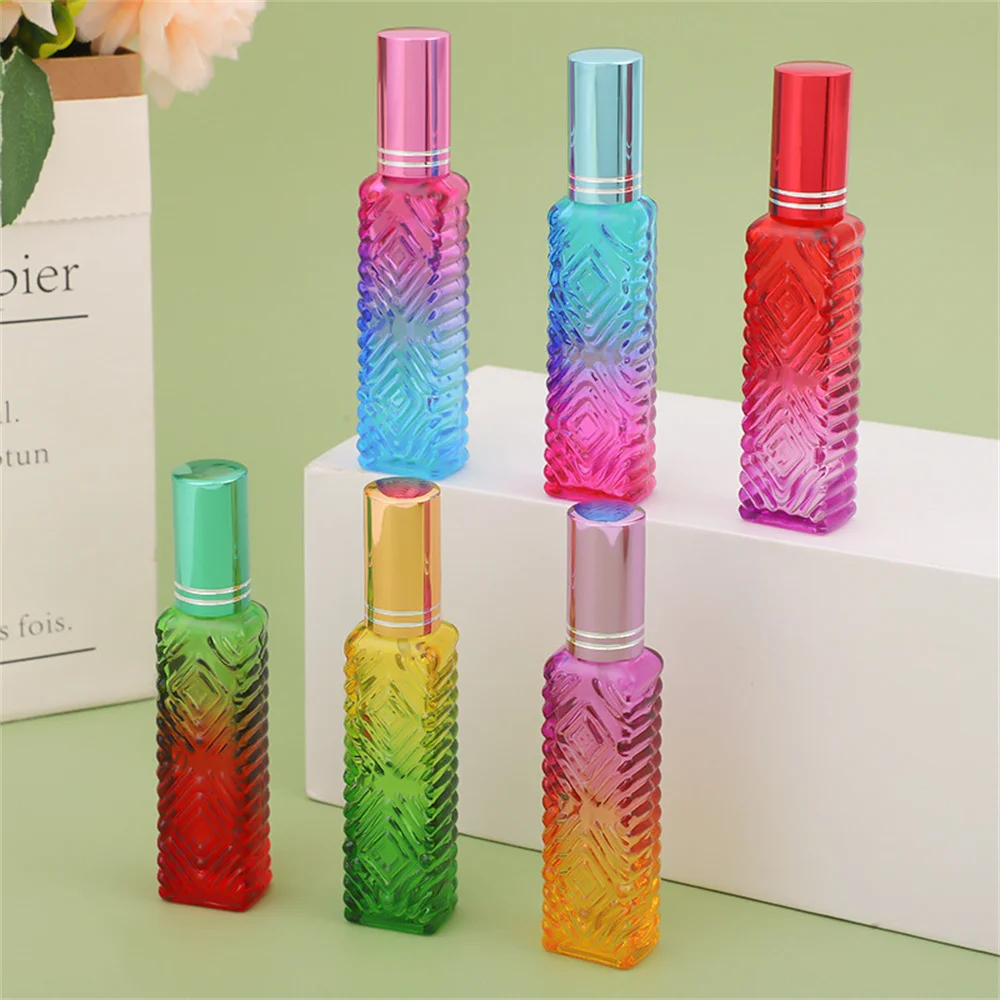 15ml Gradient Colored Glass Perfume Dispenser Bottle Empty Spray Refillable Atomizer Sample Vials Cosmetic Containers for Travel