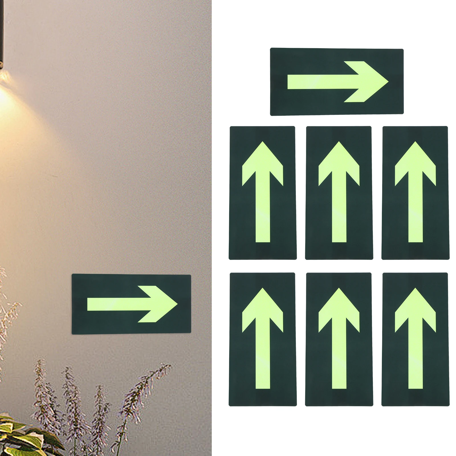 8 ชิ้นป้ายสติกเกอร์ Dark Evacuation สติกเกอร์ป้ายความปลอดภัยกันน้ํา PVC Fire Exit Assembly เครื่องหมายจราจร