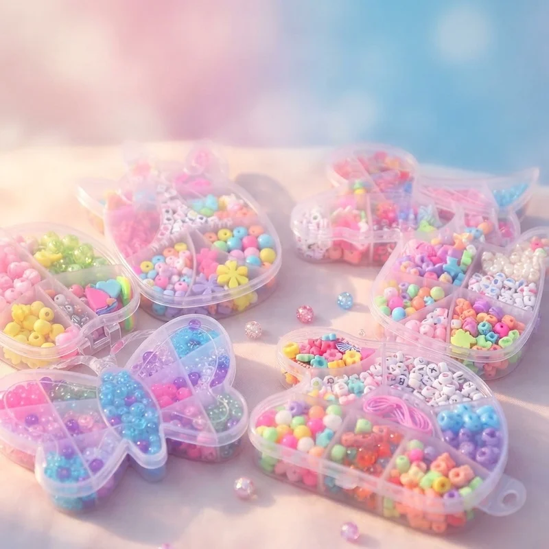 Colorful Bead Kit with Assorted Shapes for Creative Crafts and Jewelry Making for Kids and Adults Fun Activities
