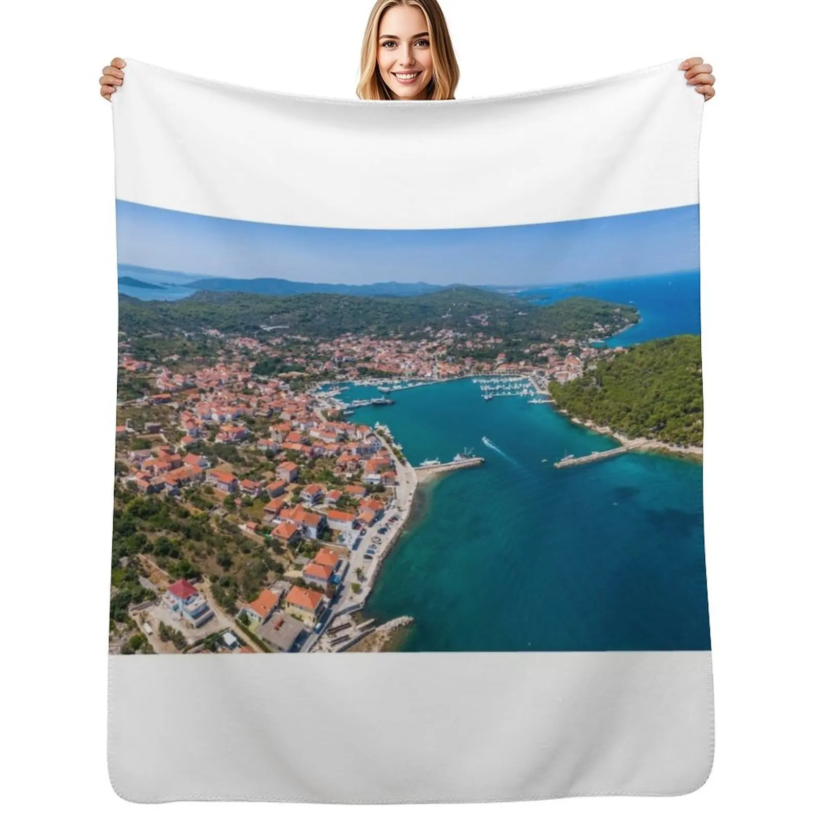 Kukljica, island Ugljan, Croatia Throw Blanket Bed linens Vintage manga Thins heavy to sleep Blankets