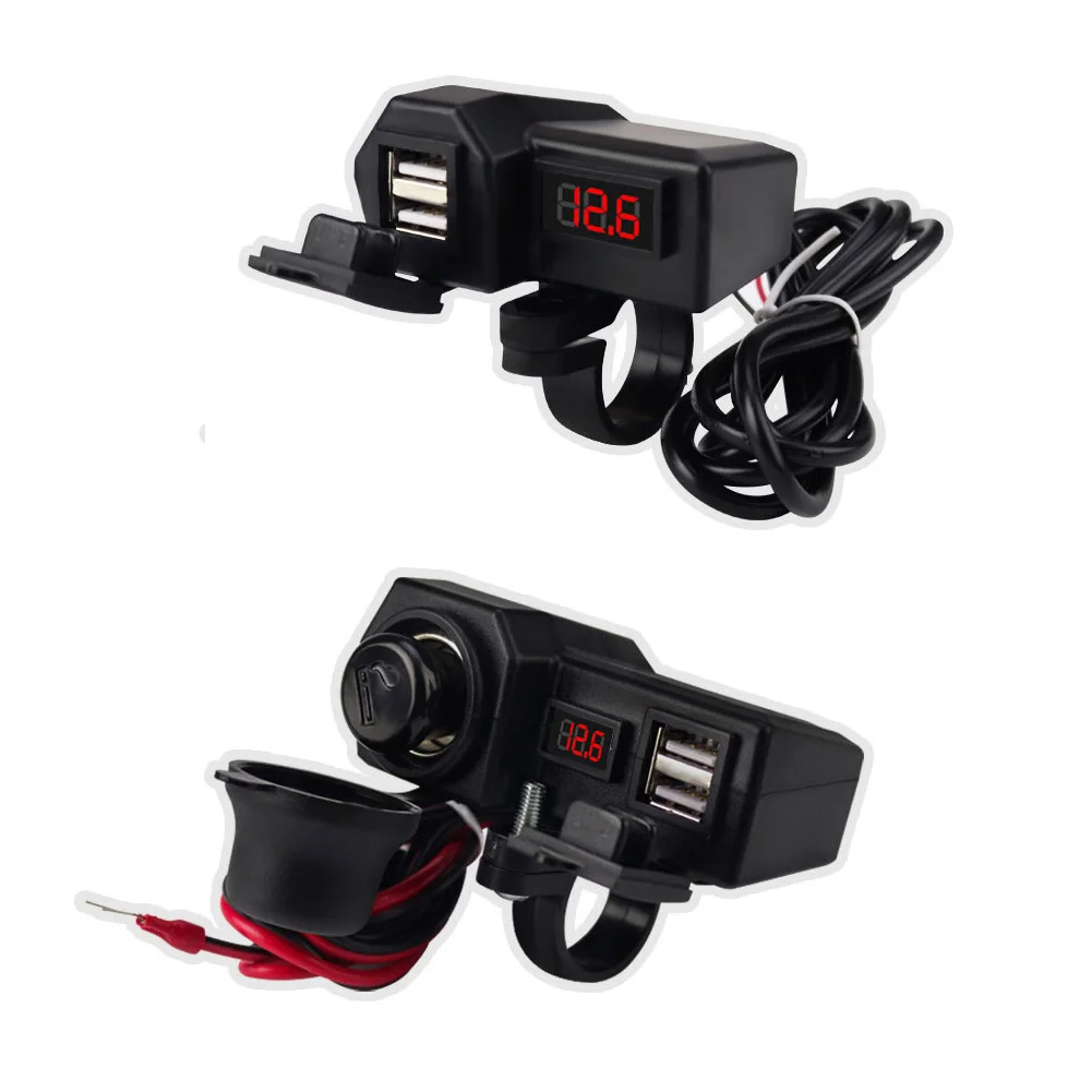 Motorcycle Dual USB Charger 5V 3.4A USB Phone Charger Adapter With Independent On Off Switch Voltmeter Safety