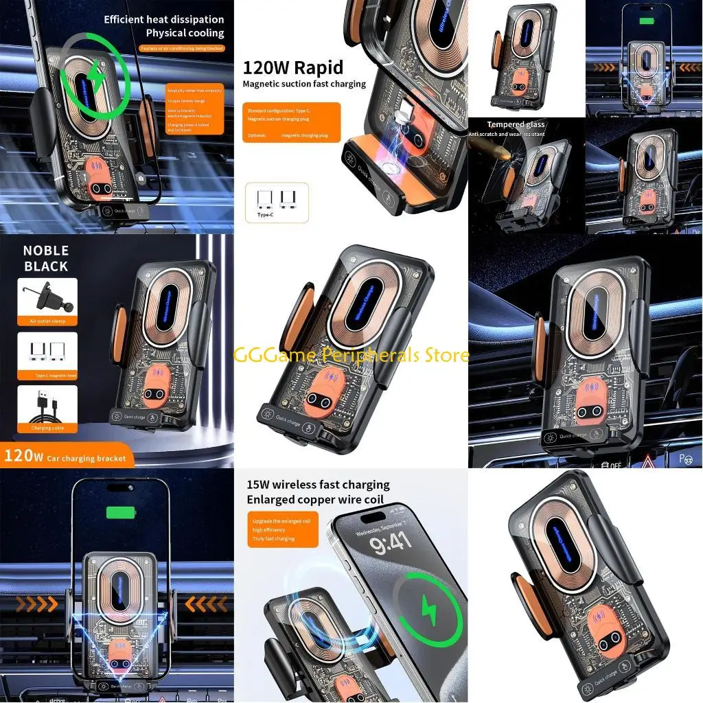 

U55B 40 Вт Беспроводная автомобильная зарядка Автомобильный держатель для телефона Быстрая зарядка Подставка для беспроводной