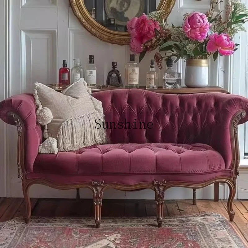 

American medieval solid wood fabric sofa/B & B reception/hotel clubhouse simple and modern