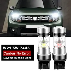 2pcs For Chevrolet Malibu Trax Dacia Duster Logan 2 Sandero LED Daytime Running Light DRL Bulb Lamp Canbus W21/5W 7443 T20