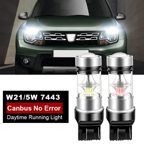 2 uds para Chevrolet Malibu Trax Dacia Duster Logan 2 Sandero luz LED de circulación diurna bombilla DRL lámpara Canbus W21/5W 7443 T20