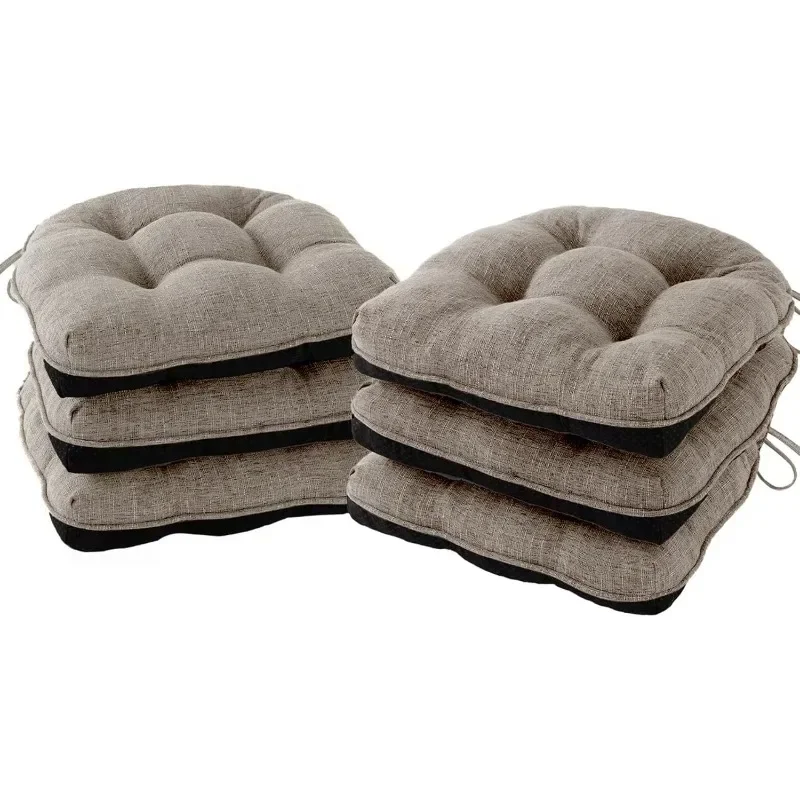 

Chair Cushions for Dining Chairs Set of 6, Indoor Kitchen Chair Cushions with Ties and Non Slip Backing, Tufted Memory Foam