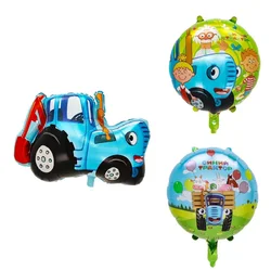 Large Farm Tractor Aluminium Film Balloon Blue Tractor Foil Balloon 18inch Round Balloon