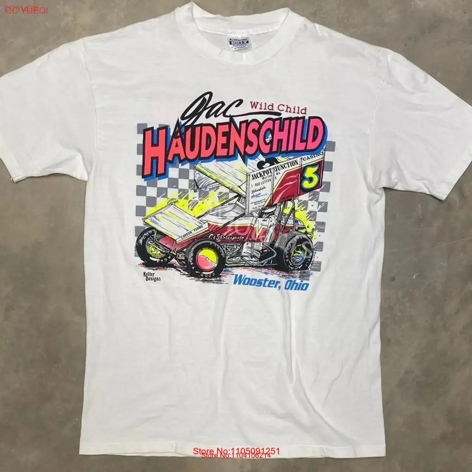 

Винтажная футболка Jac Haudenschild The Wild Child Sprint Car 1991, винтажная стираная повседневная удобная мягкая футболка унисекс