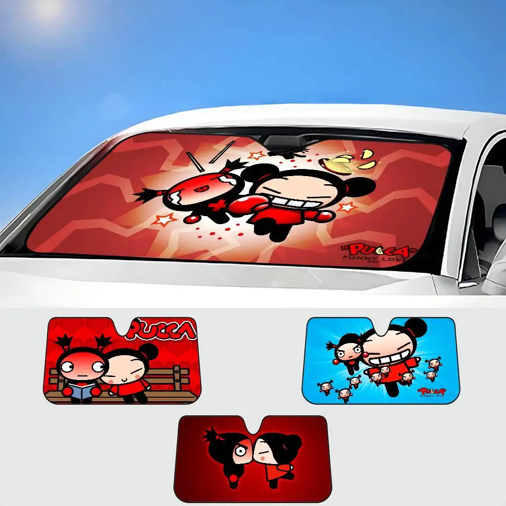 

Милый мультфильм P-Pucca G-Garu автомобильный солнцезащитный козырек передний солнцезащитный крем теплоизоляция охлаждающий алюминиевый летний автомобиль с мультяшной стеклянной крышкой