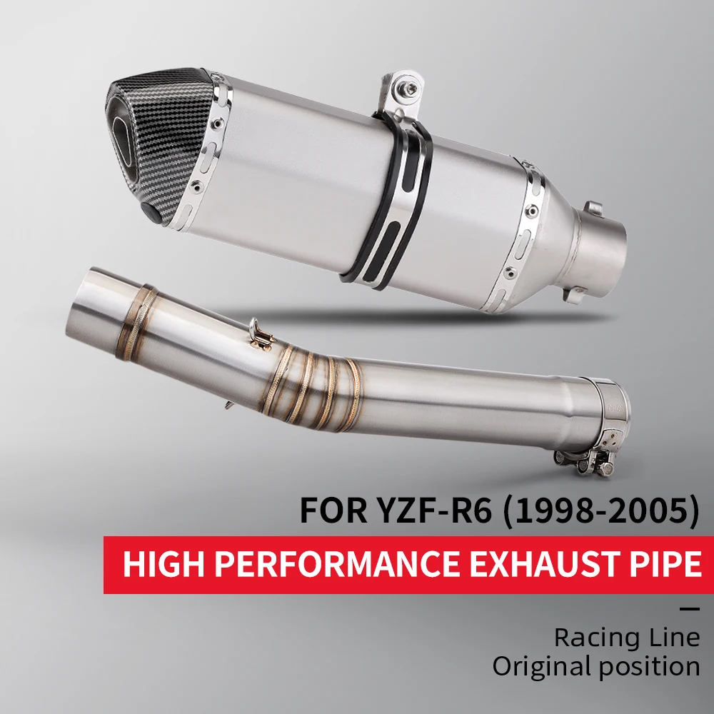 

Motorcycle Link Middle Pipe Full System For YZF-R6 1998-2005 Motorcycle Muffler Front Header Pipe