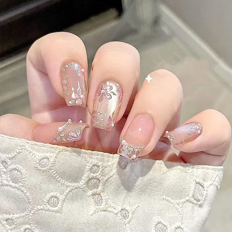 

Handmade Wear Nail Advanced Nail Art Medium and Long Cat's Eye Short Fake Nail Patch Custom Products