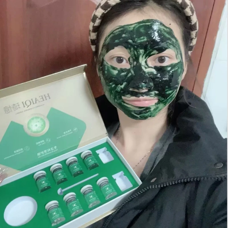 

10 Vials Algae Peeling Powder DIY Facial Mask Sponge Spicules Natural Seaweed Skin Care Repair Acne Clean Pores 5 Pai