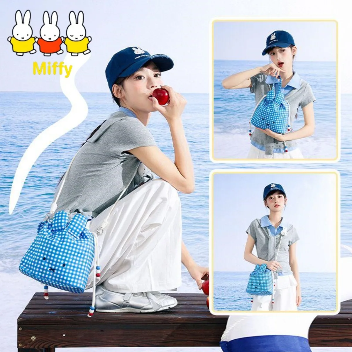 

Kawaii Miffy Rabbit Single-shoulder Crossbody Bag 70th Anniversary Limited Edition Nautical Series Backpack Cute Cartoon Handbag