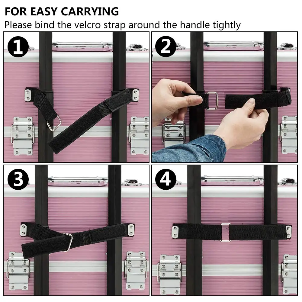 2-in-1 Rolling Makeup Train Case with Removable Wheels, Lockable Beauty Storage Luggage in Pink