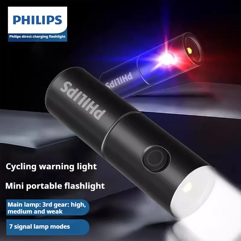 Philips 1126 Flashlight Led Type-C Portable Flashlight EDC With 4 Lighting Modes For Self Defense Camping Torch Light