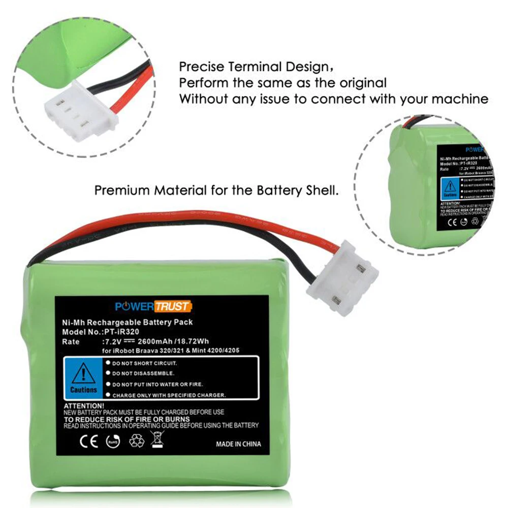 2600mAh Battery IRT-4408927 for iRobot Mint 4200, Mint 4205,4000 Series, Braava 320, Braava 321 Robotic Vacuum Cleaner