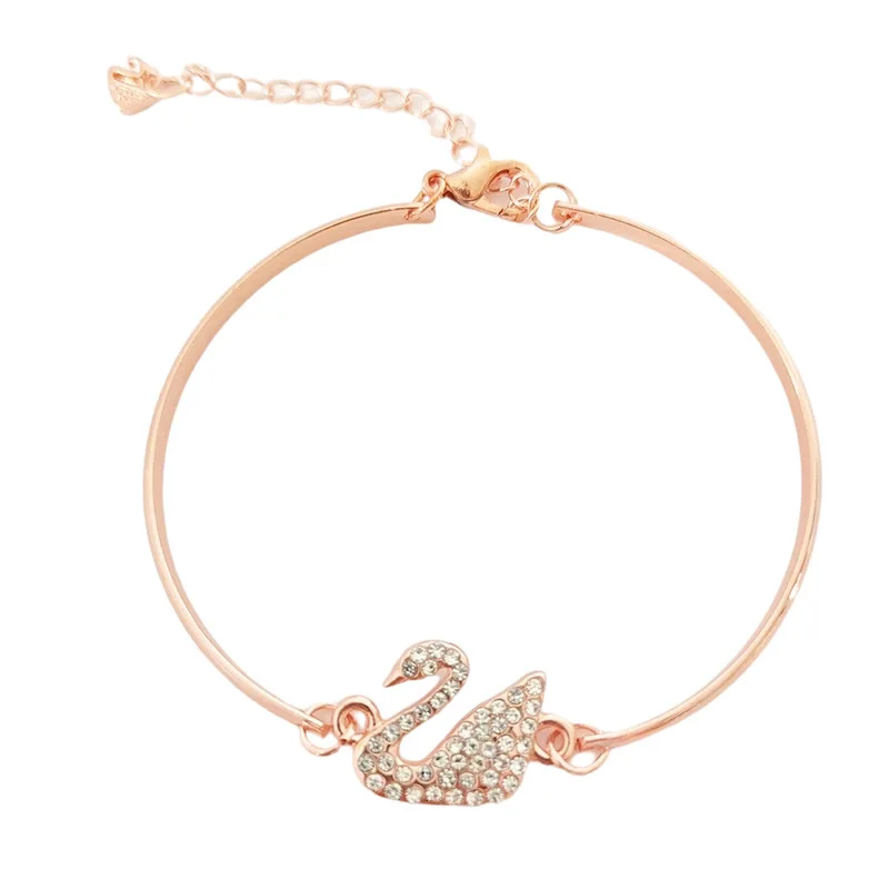 fashion swan bracelet womens jewelry Korean version of simple micro-inlaid zircon full diamond gift bracelet.