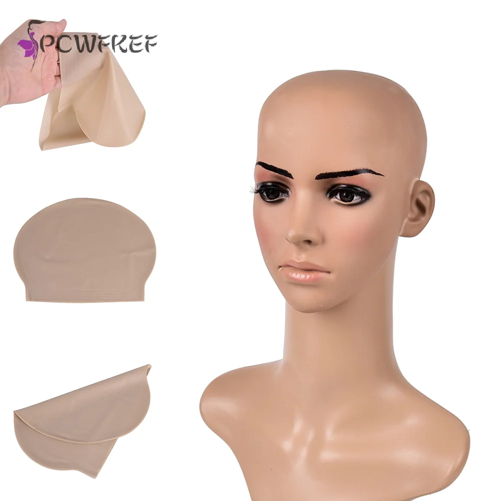 1pc Fake Latex Flesh Skin Unisex Bald Head Wig Cap Rubber Skinhead Costume Prank