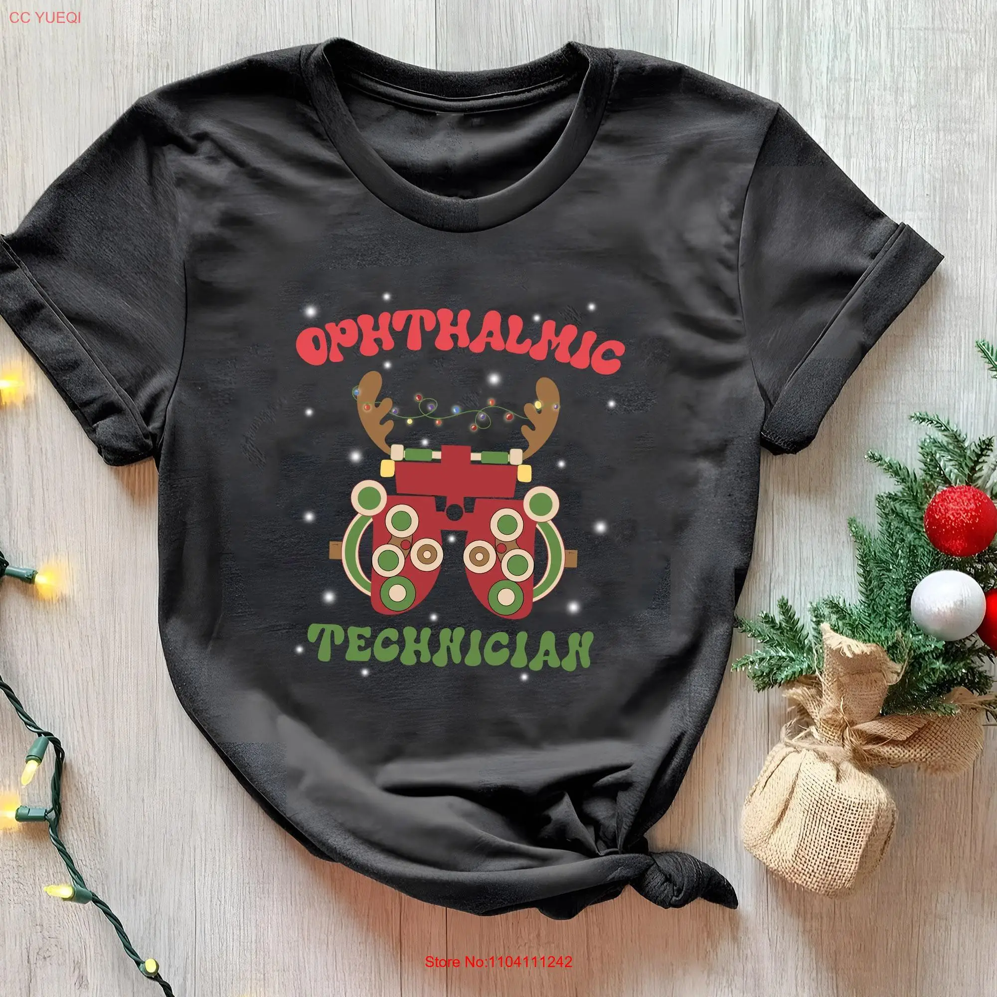 Ophthalmic Technician Christmas T Shirt Phoropter Optometry Squad for Ophthalmologist long or short sleeves