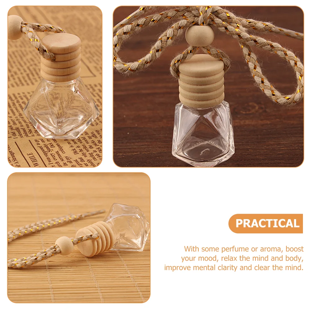 10 Pcs Compact Glass Perfume Bottle Reusable Car Air Freshener Decorative Hanging Diffuser Essential Oil Container Small Aroma