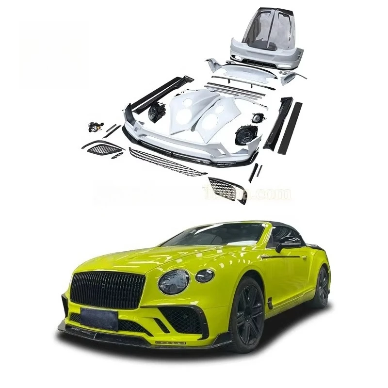 Old to New MSY Style Fiberglass Bodykit for Bentley Continental Gt 2006-2022 Car Bumper Engine Hood Side Skirt Fender