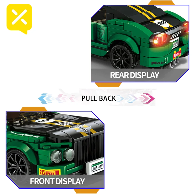 Ensemble de construction de voiture de course à cordes, 362 pièces, avec figurine de conducteur, adapté aux enfants et aux adultes, bloc de construction, jouet cadeau