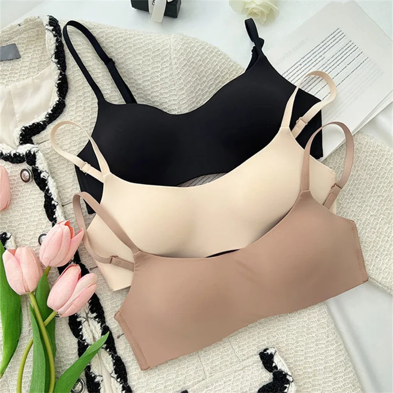 Thin One-piece Seamless Underwear Women's Small Breasts Gathered On The Collection Side Breasts No Steel Ring Breathable Bra