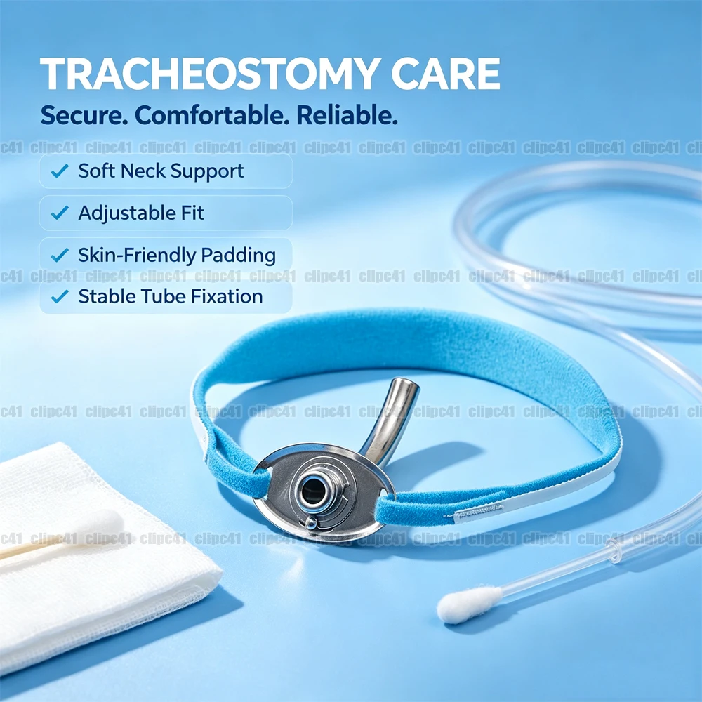 10-100Pcs Reusable Tracheostomy Tube Holder Collar with Hook & Loop Closure 64cm for Post Neck Surgery