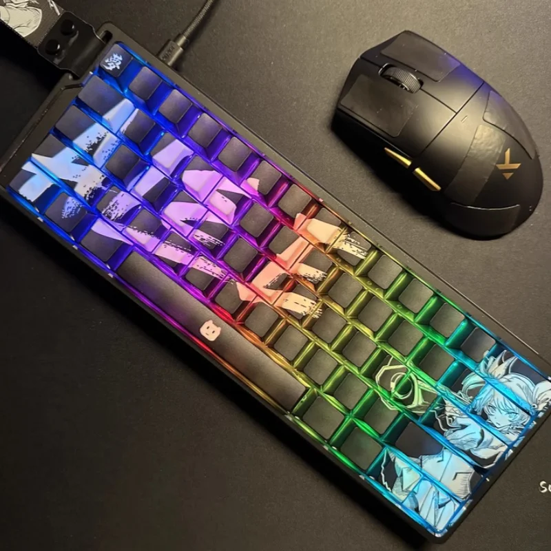 Gamer Alee keycap side engraved translucent PC keycap 95 key pbt material added 60/68/75/87 series mechanical keyboard keycap