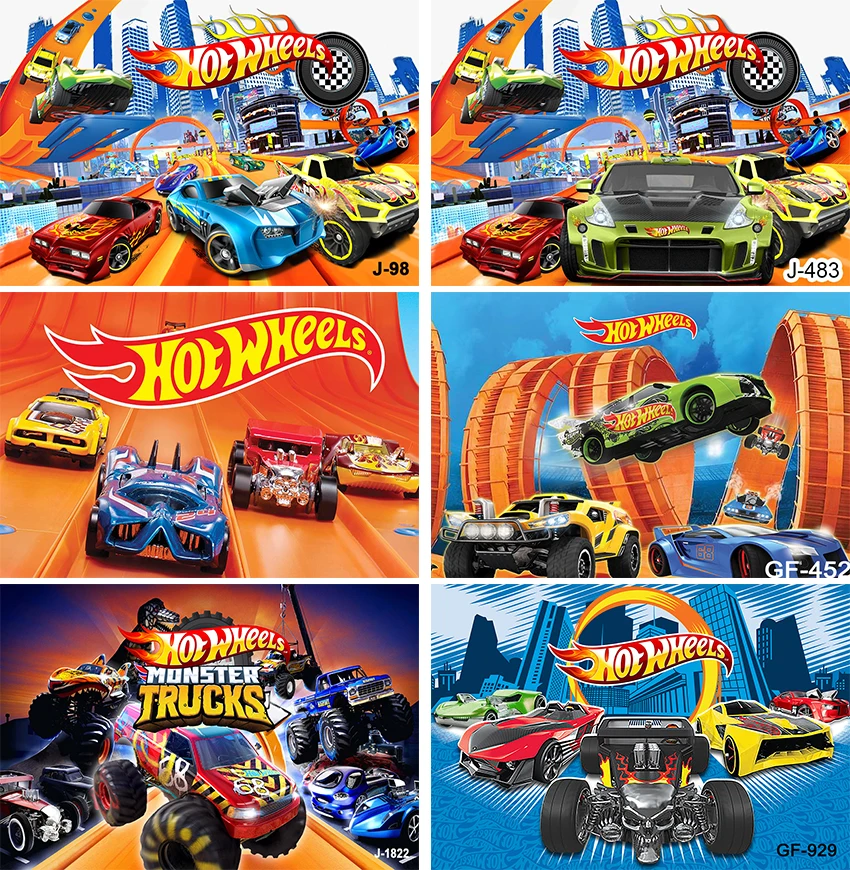 

Photography Backdrop Hot Wheels Fast Racing Truck Toy Cars Boys Birthday Party Custom Photo Background Studio Props Decorations