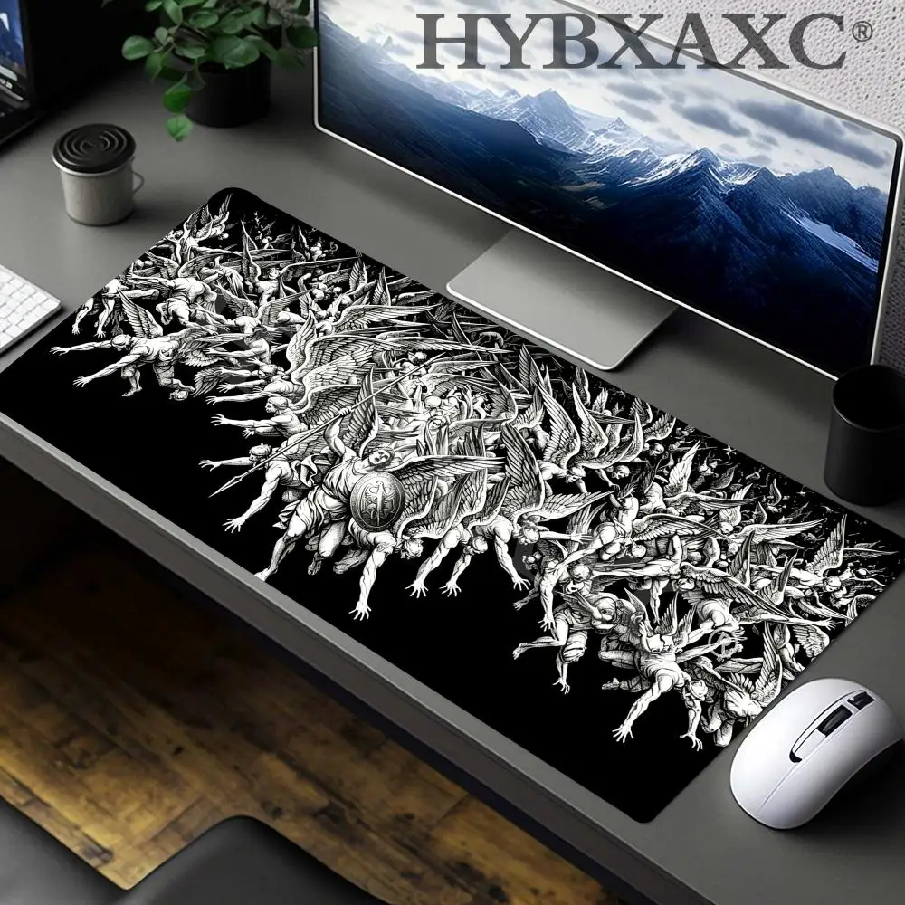 

HYBXAXC Gothic Desk Mat Fallen Angels Dark Art Mouse Pad Cute HD Desk Pad Extended Gaming Keyboard Mats Gamer Mousepad