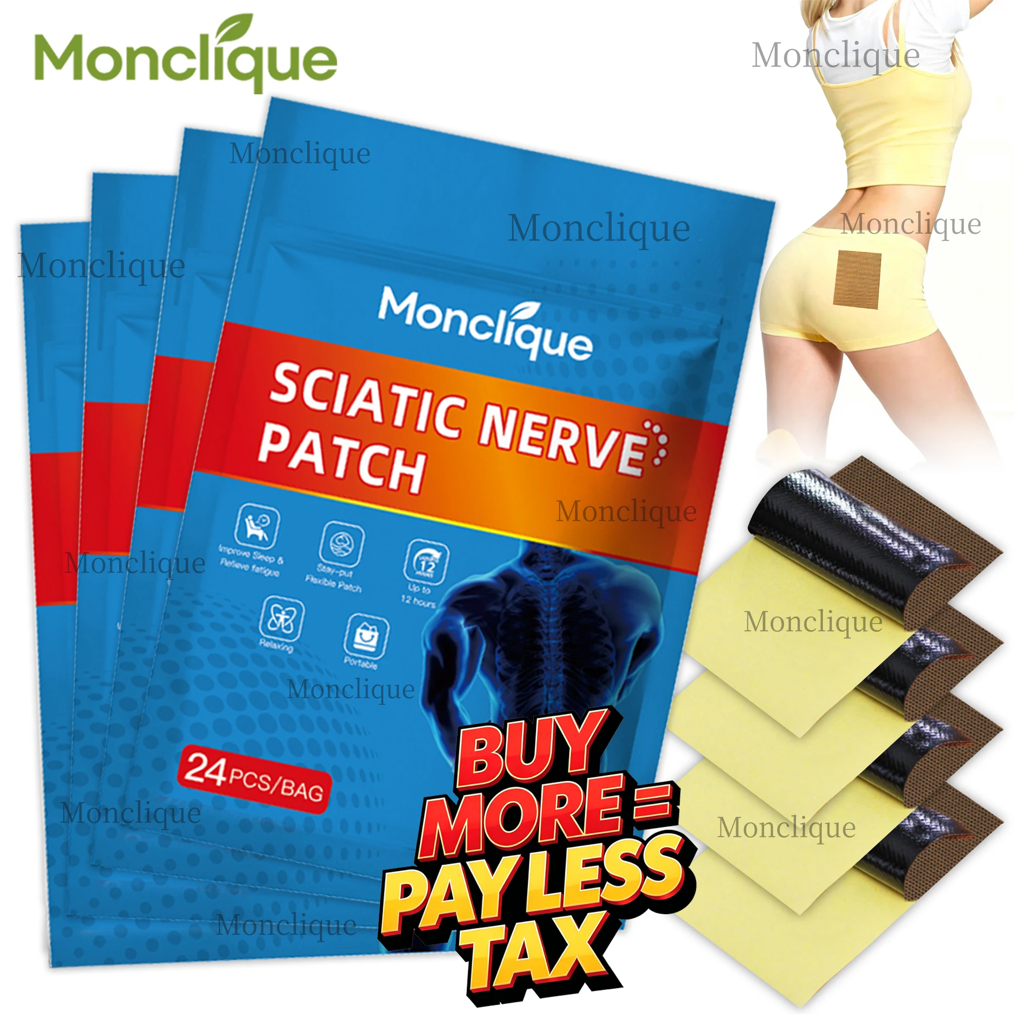 

24-120PCS Sciatic Nerve Patch Hip Care Soothing Pad Cool Care Mat Patch Relaxation Muscles Disposable Tattoo Stickers