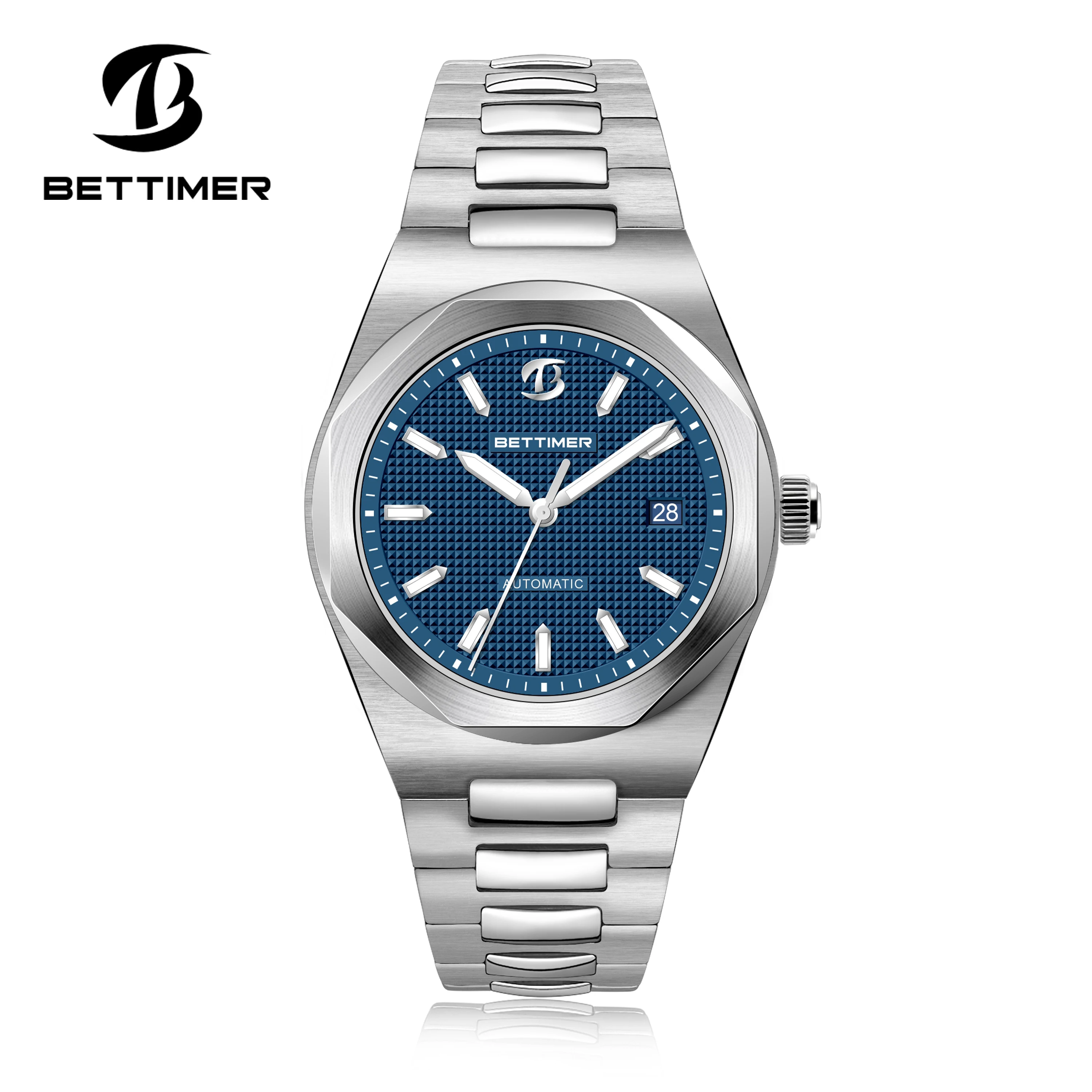 BETTIMER 2024 New PT5000 40MM Men's Automatic Mechanical Watch Luxury Sapphire Stainless Steel Diving 10Bar Night Glow BGW9 relo