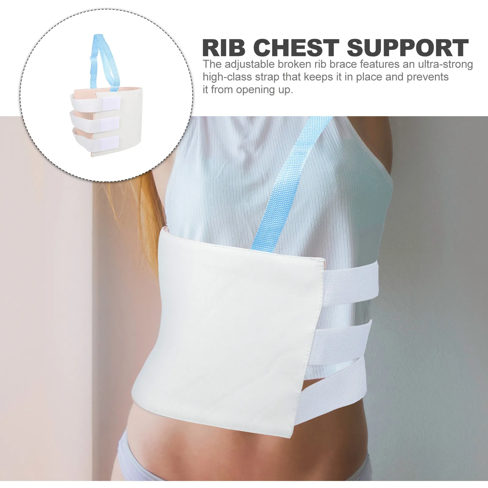 

Chest Rib Support Brace for Fractured Rib Fixation Adjustable Strap Secure Fit Skin-Friendly Comfortable Wear Easy on Off