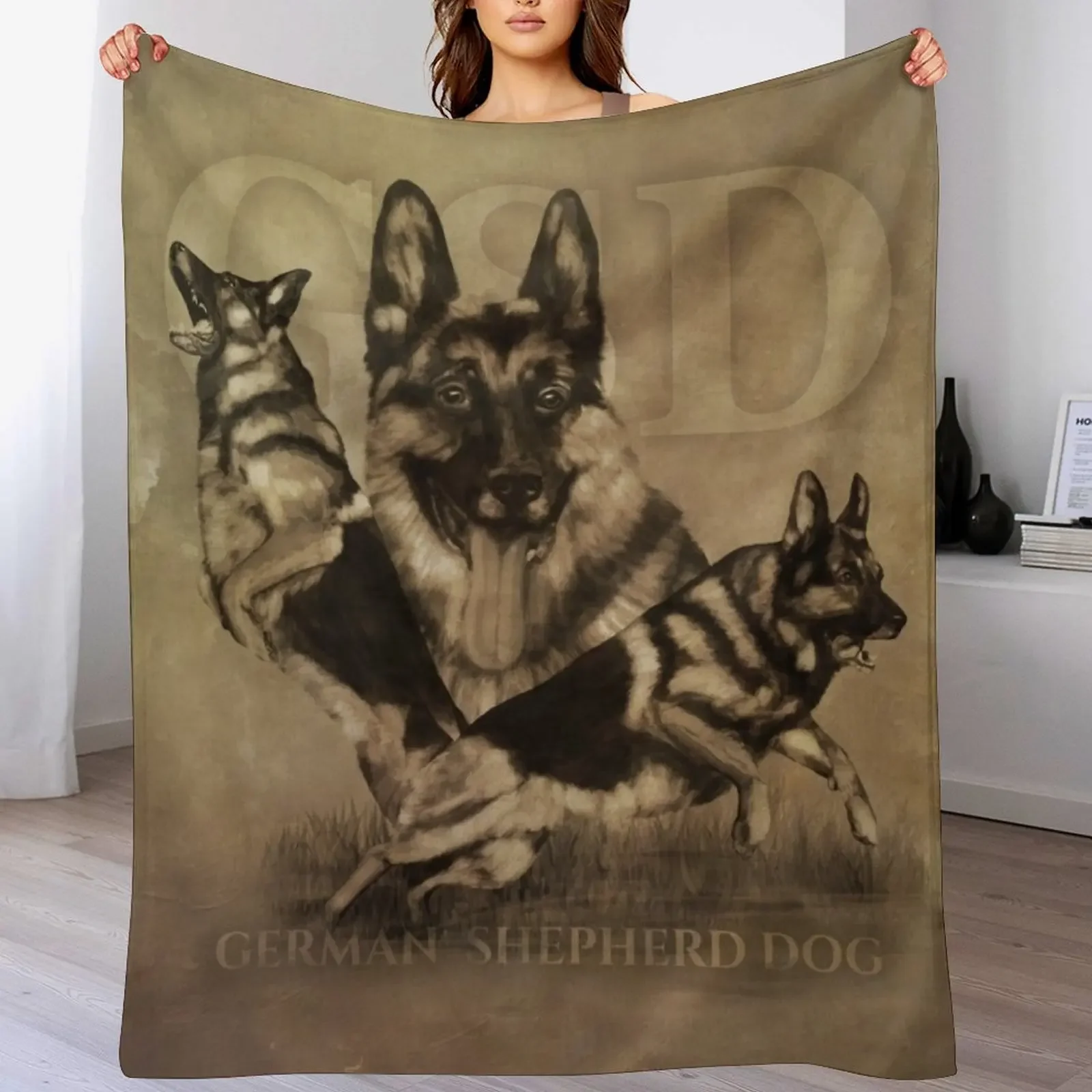 

German Shepherd Dog - GSD Collage Throw Blanket Soft Plush Plaid Decoratives Bed Fashionable Luxury Throw Blankets
