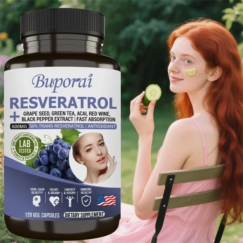 

Resveratrol Capsules - Anti-Aging,Promotes Cellular Health,Improves Energy and Vitality,Support Heart Health & Overall Wellness