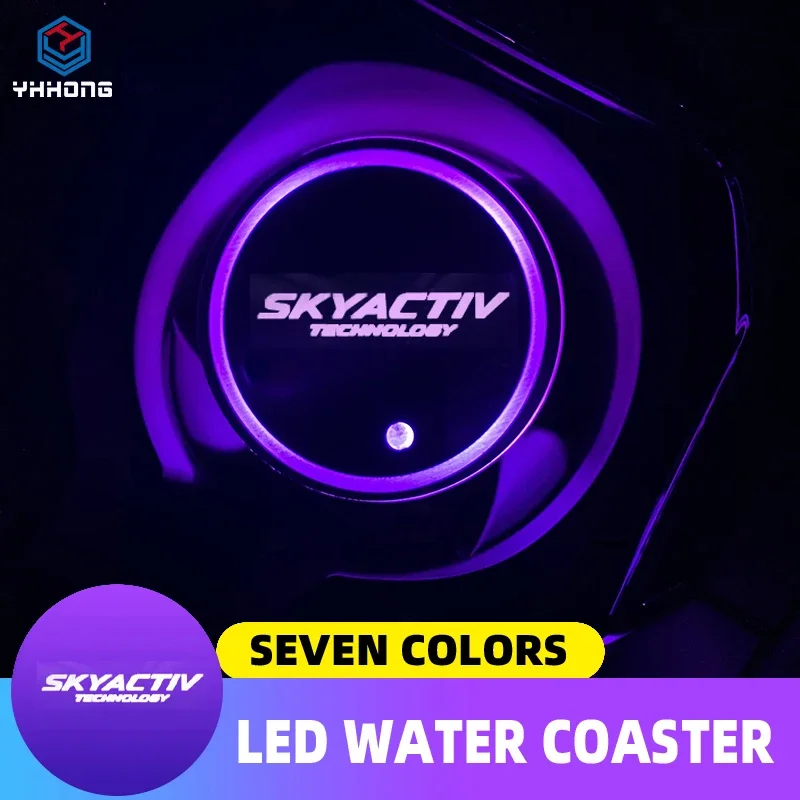سيارة حامل الكأس حصيرة الملونة مصباح ليد كوستر لمازدا skyactive 2 3 5 6 8 cx3 cx4 cx5 cx7 cx8 cx9 cx30 mx5 rx8 اكسسوارات