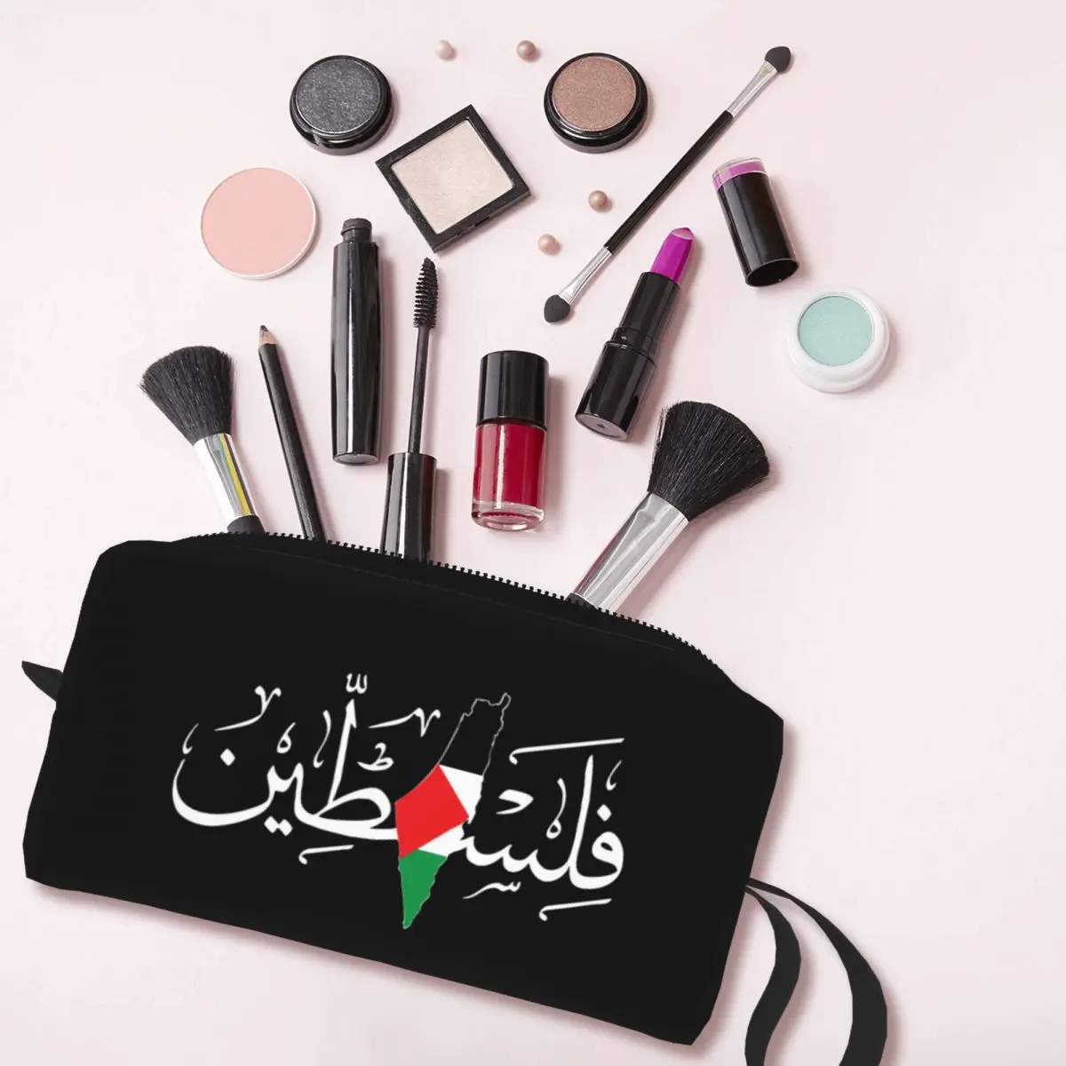 Sacs de maquillage arabes palestiniens, carte de la solidarité, trousse de toilette et cosmétique, poudres de voyage pour sac à main, rangement