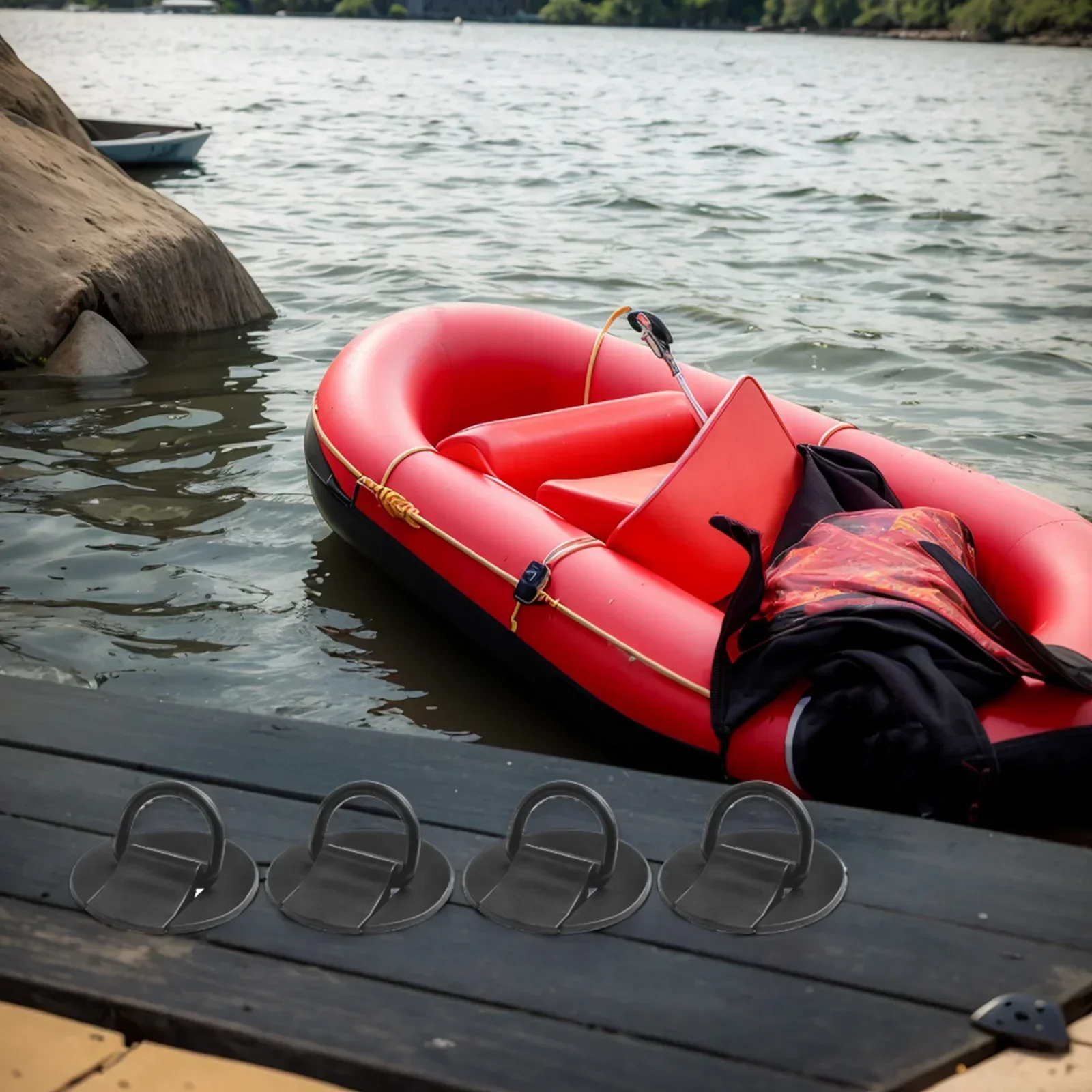 

New D-Ring Patch Patch Patches 4 D-Ring Patches 11g 4pcs/set 6 Cm Diameter 6*6cm Black/white Canoes Stand-up Paddle Boards