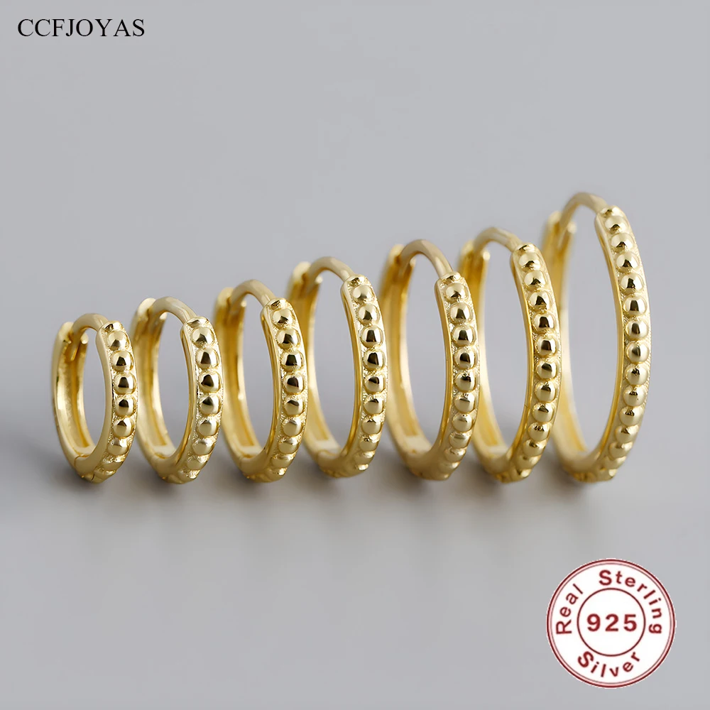 

CCFJOYAS 7/8/9/10/11/12/14mm Multi-size Circle-shaped 925 Sterling Silver Hoop Earrings for Unisex Gold Silver color Fine Jewelr