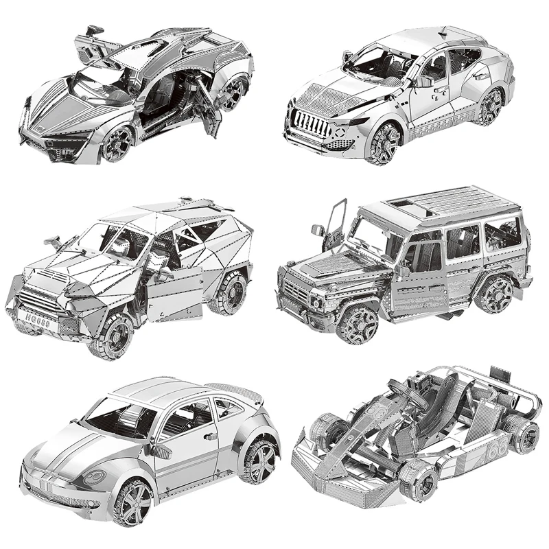 Vehicle 3D Metal Puzzle Mountain Bike Vintage Car KART Super sports car model KITS Assemble Jigsaw Puzzle Gift Toys For Children